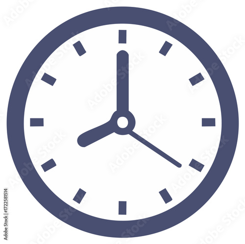 Flat Design Clock Icon for Time Management Business Schedules and Deadlines