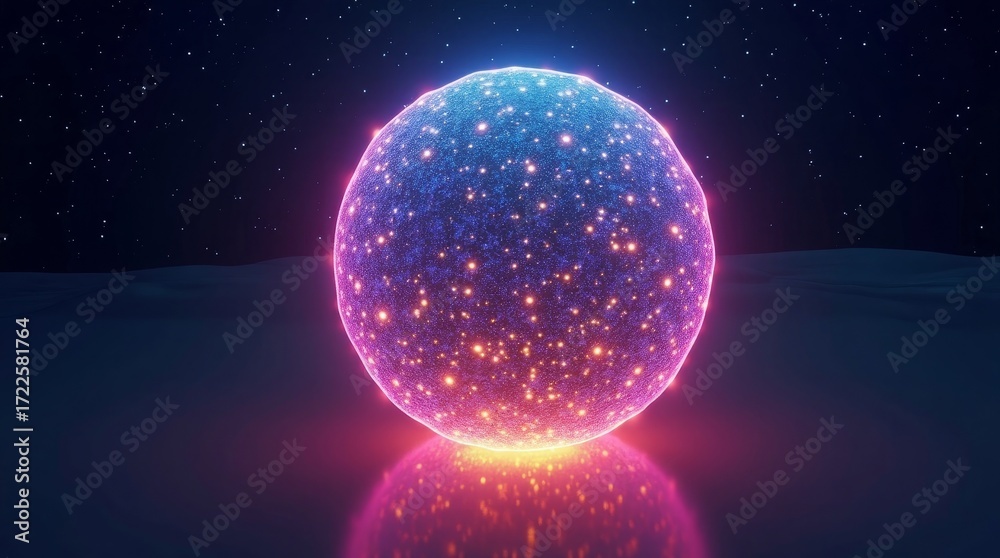 Fototapeta premium Glowing Orb with Cosmic Starry Background sphere space