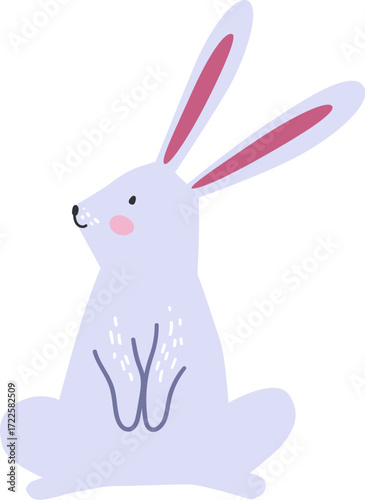 A pastel purple bunny with pink inner ears