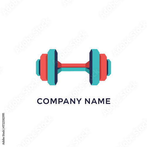 Colorful Dumbbell Logo for Fitness and Gym Branding.