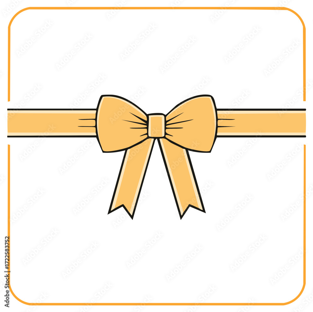 Fototapeta premium Festive golden ribbon bow decoration design element for presents and celebration