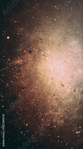 Golden glowing particles float in dark space creating dreamy luxury sparkle background. Elegant abstract light texture perfect for festive design, magic mood and premium visuals.