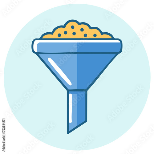 Cartoon funnel icon for data filtering sales conversion or sifting process vector illustration