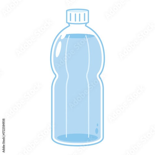 Bottle of drinking water. Reusable clean water tank with black silhouette, plastic liquid container.