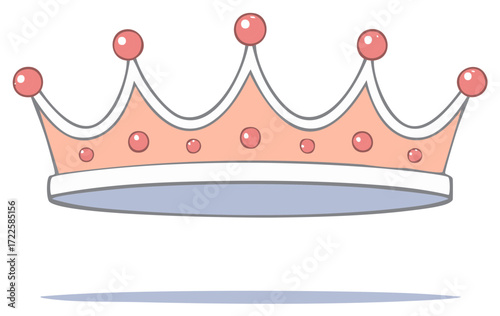 Peach crown with pink beads and gray base in cartoon illustration design isolated on white
