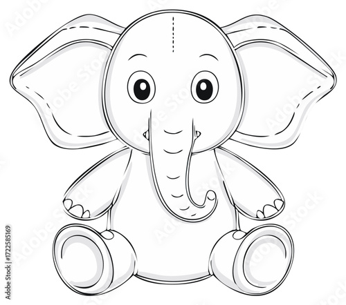 Adorable Baby Elephant Toy Illustration with Big Ears and Cute Features for Kids Content