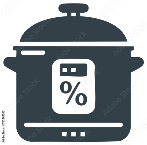Multi cooker with percent sign icon for sale discount or special offer on kitchen appliances