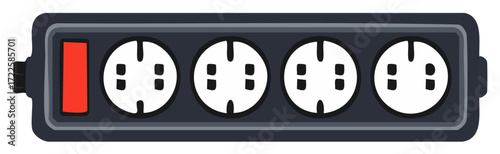 Four Outlet Power Strip With Red Switch Illustration