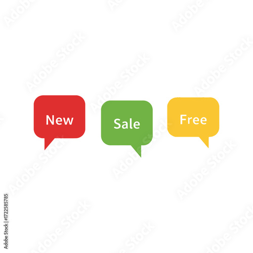 New sale free hot deals promotions speech bubbles marketing labels set vector