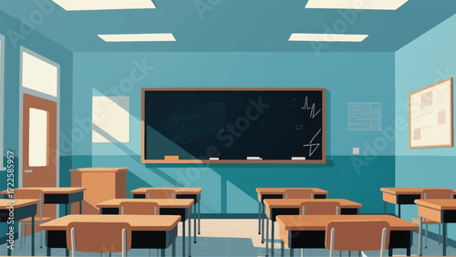 empty classroom Illustrator Artwork Banner Background Design Template 