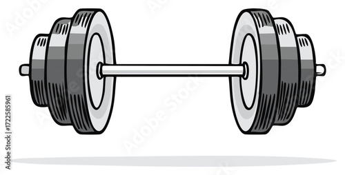 Dumbbell with plates weightlifting equipment fitness gym training strength exercise workout vector design