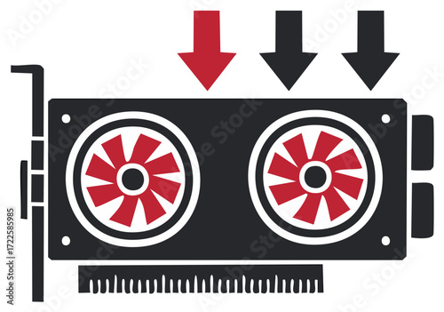 Dual Fan Graphic Card with Cooling Airflow Shown by Arrows System Cooling Technology