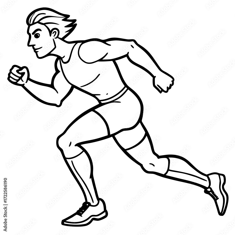 Fototapeta premium Running athlete outline sketch 