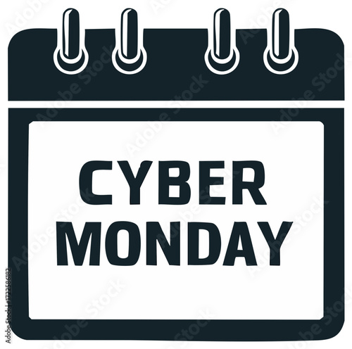 Cyber Monday sale reminder on a calendar icon for online shopping event promotions