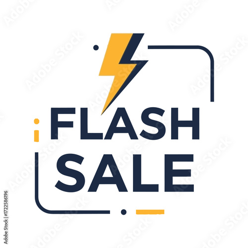 Flash sale lightning bolt icon with text for retail promotions and discounts vector
