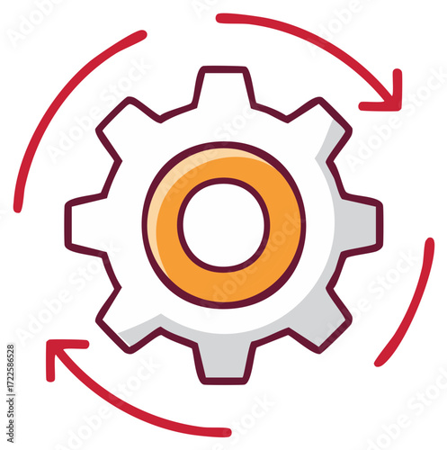 Gear icon with circular arrows indicating rotation process or workflow