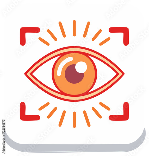 Eye scan vector icon for facial recognition or biometrics with retina scanner outline