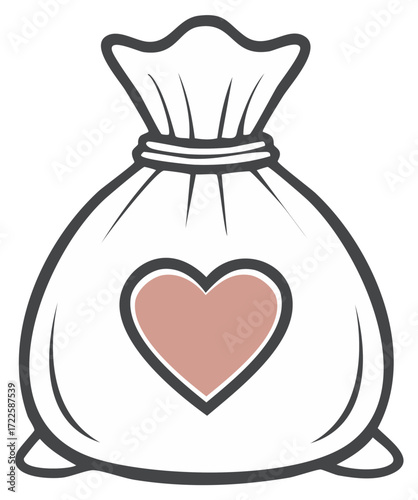Heart Decorated Drawstring Bag Symbol Icon