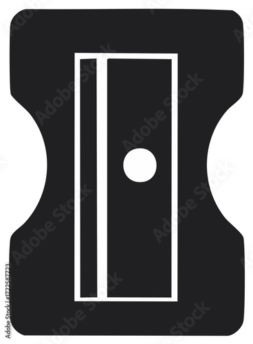 Pencil Sharpener Icon in Black and White, Office Tool Graphic Symbol