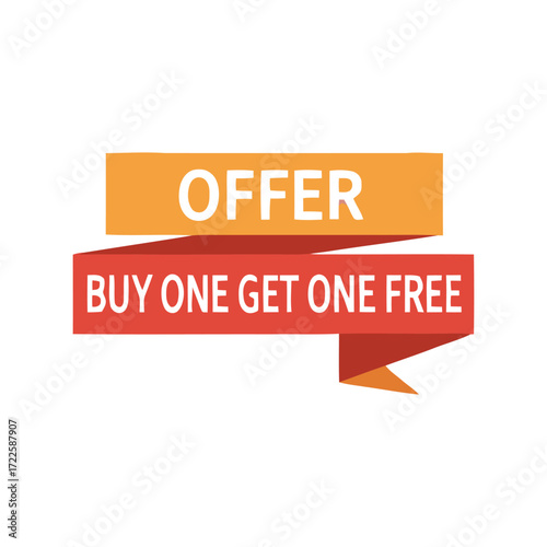 Buy one get one free offer banner vibrant discount sale promotion label vector