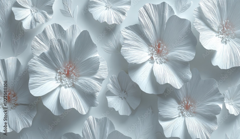 Obraz premium Delicate white paper flowers in 3D arrangement