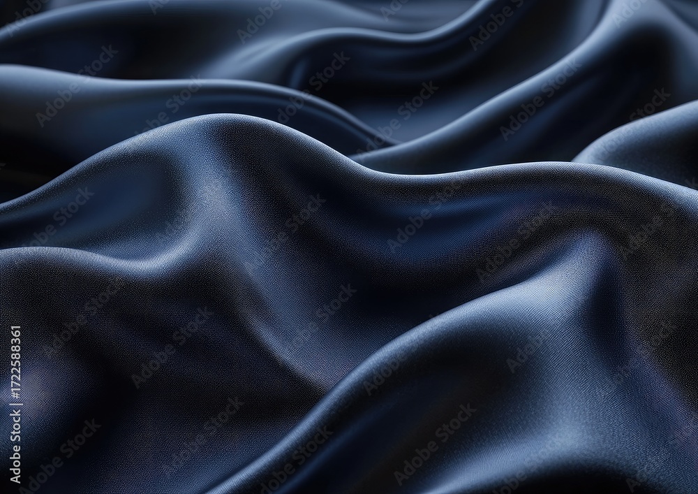 Fototapeta premium Dark navy blue fabric drapes in soft folds