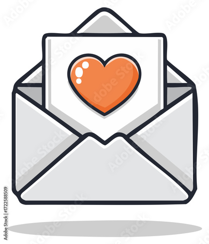 Stylized Envelope with Heart Letter Message Sent with Love Illustration