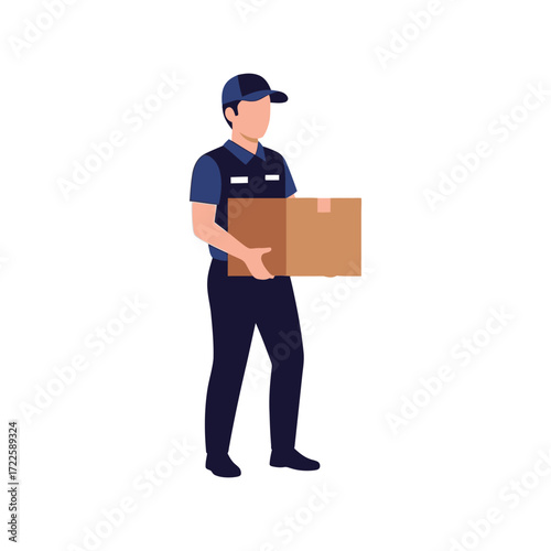 Delivery person carrying package parcel service shipping logistics transportation concept vector