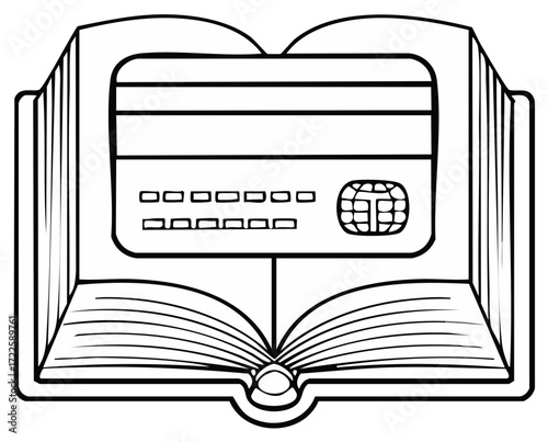 Open book with credit card concept for financial education and online learning