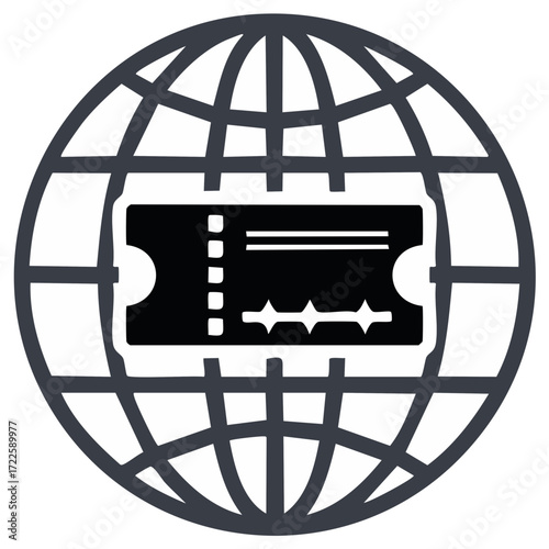 Global ticket icon representing international event access and travel planning