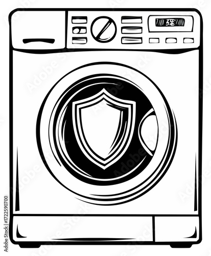 Washing machine icon, household appliance vector illustration, laundry symbols, laundry symbols, machine logo, badge