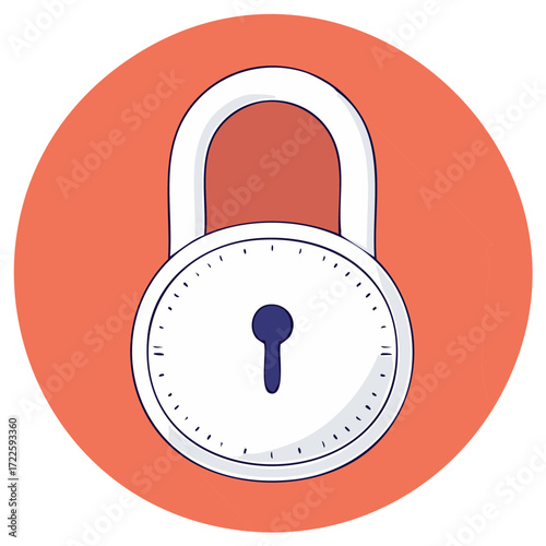 Security Padlock with Clock Dial Illustration Representing Time Sensitive Protection Access