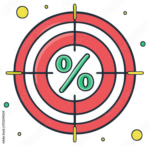 Target with Percentage Sign as Goal Concept Icon in the Center for Achieving Success