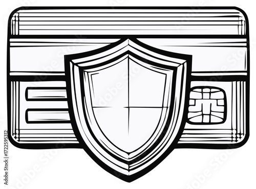 Secure payment transaction and credit card financial protection illustration