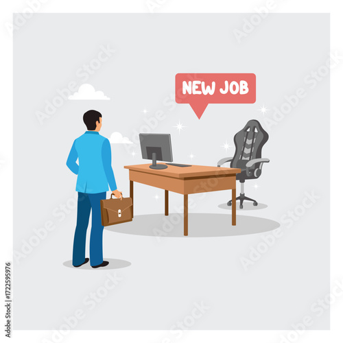 Planning to Finish Work Concept. New Job Opportunity, Businessman in Suit Finds Career Change.