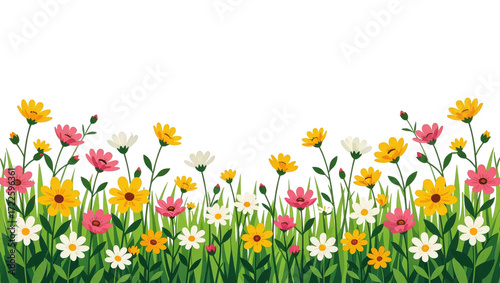 Floral meadow with colorful flowers