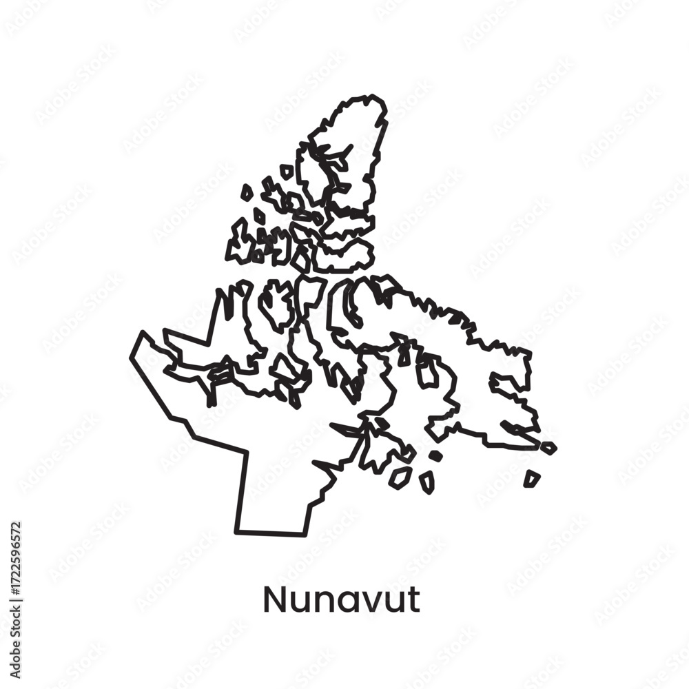 Fototapeta premium Nunavut Map Canada Territory Outline Vector