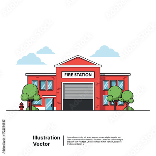Fire Station Illustration A Vibrant Depiction of Community Safety and Preparedness