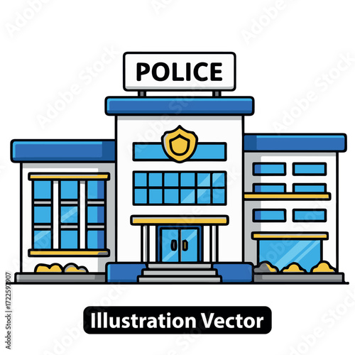 Police Station Illustration Symbol of Law Enforcement and Community Safety