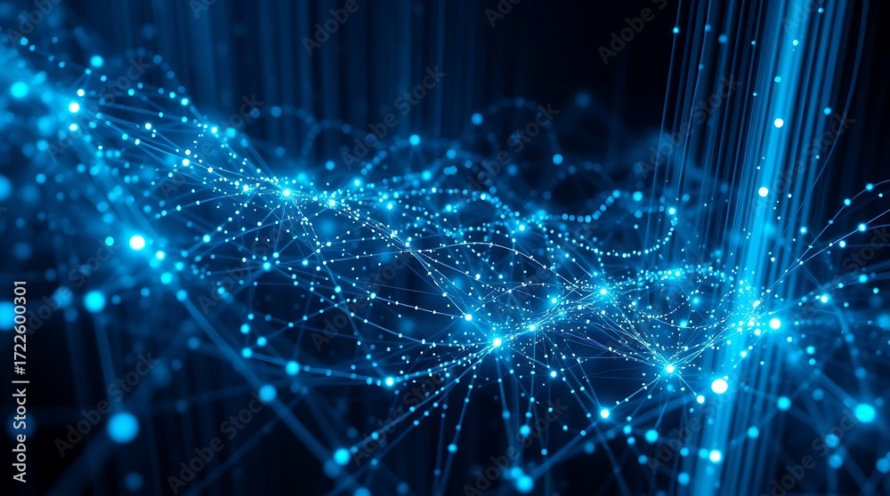 Obraz premium Futuristic Digital Data Network with Glowing Blue Connections