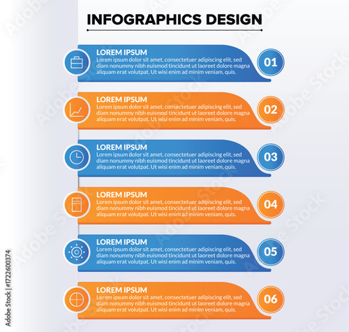 Infographics design with numbered steps isolated on white background