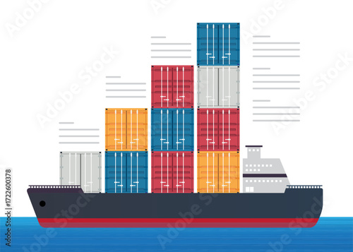 Cargo container ship vector illustration