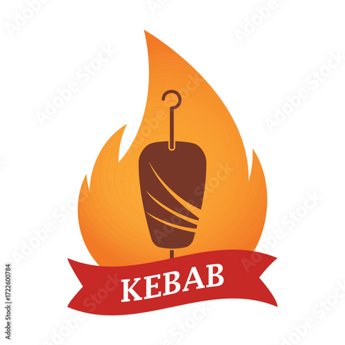Kebab logo for restaurant or food stall. Vector element to be edited for your food or culinary business. Turkish style