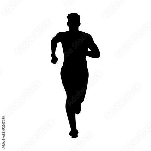 BLACK SILHOUETTE OF A RUNNING PERSON