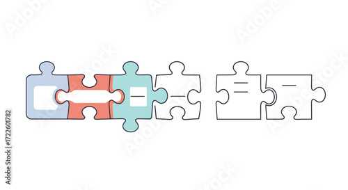 Abstract representation of interconnected puzzle pieces symbolizing connection and progress.