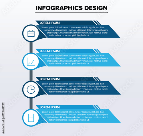 Infographics design with four steps isolated on white background for presentation