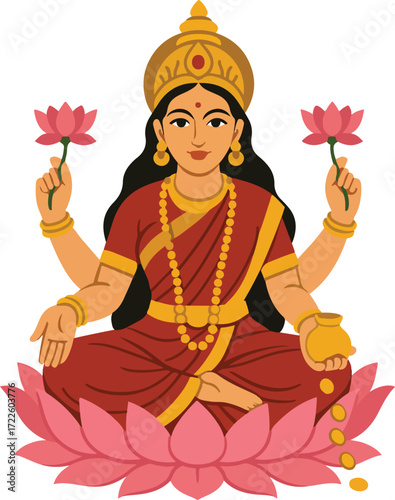 Lord Laxmi Vector Illustration for Your Design Projects