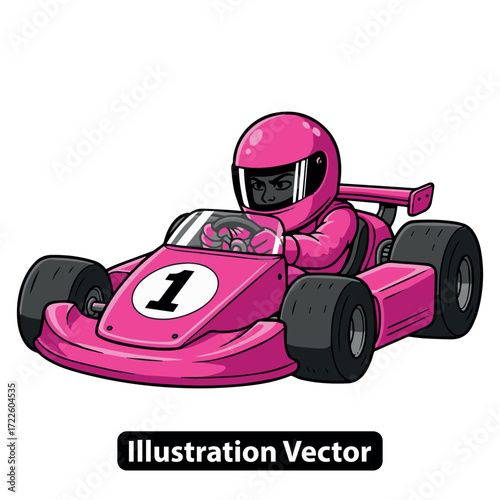 Pink Go-Kart Racer A Dynamic Illustration of Speed and Competition on the Racetrack
