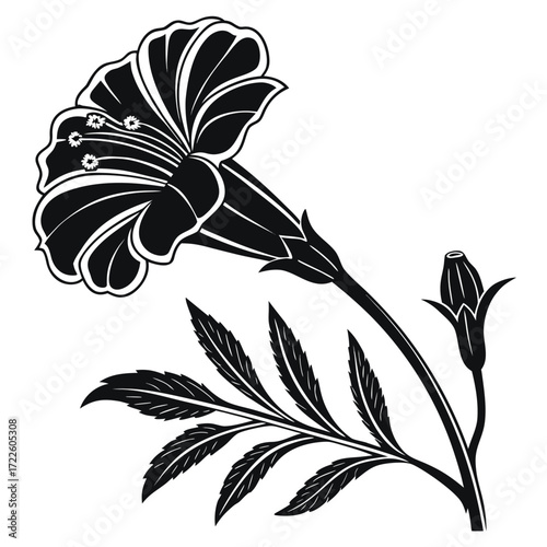 Black marigold flower silhouette vector