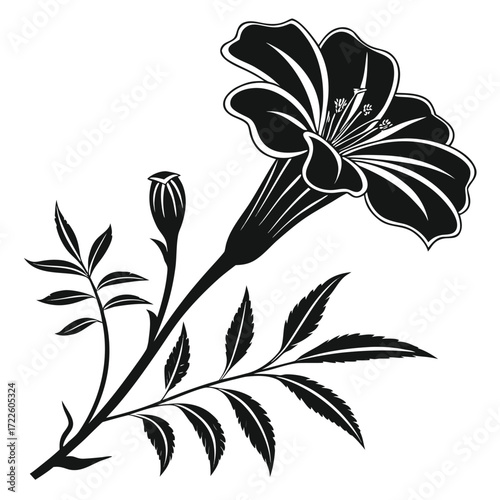 Black marigold flower silhouette vector
